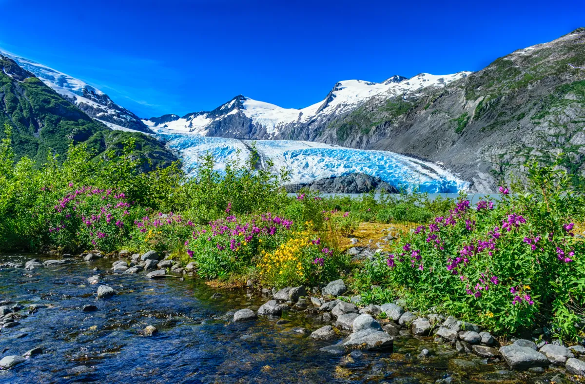 Portage glacier in summer