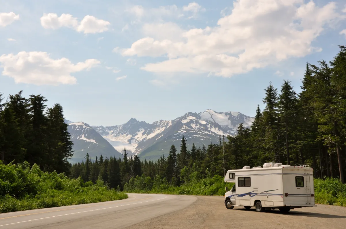 RV with an amazing view of Haines, Alaska.