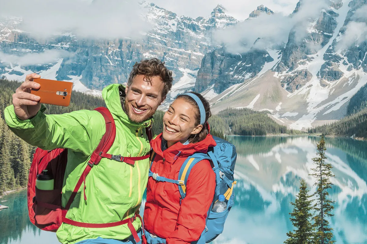 Couple in Alaska taking a selfie