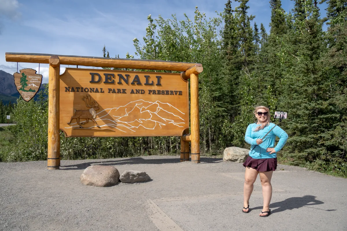 Tourist taking a selfie in Alaska