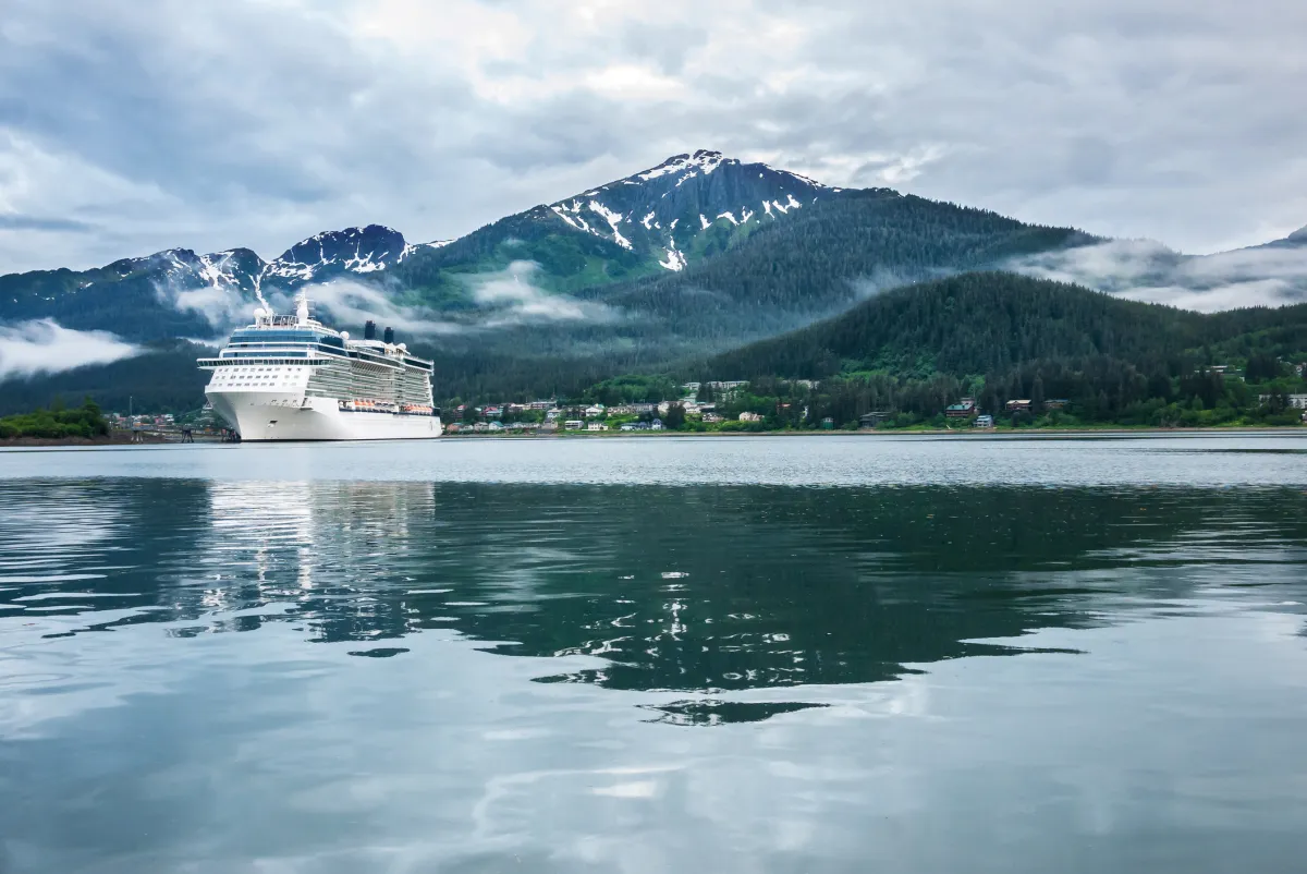 Cruise ship at a port in Juneau