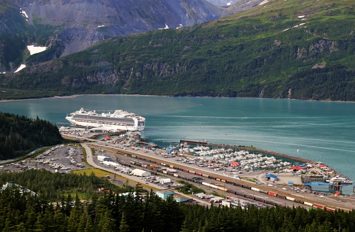 Whittier, Alaska with cruise ship