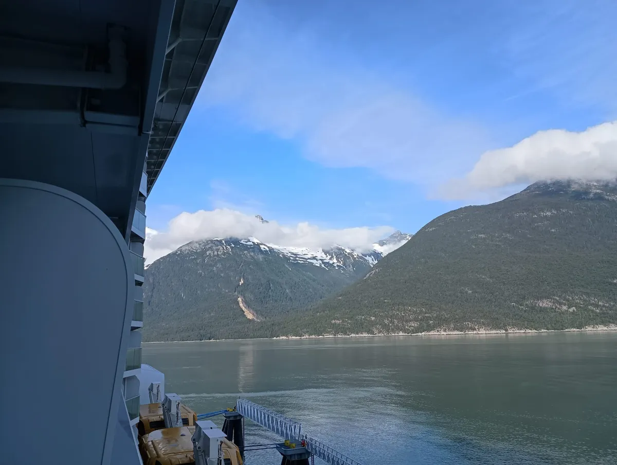 View from balcony of a cruise ship