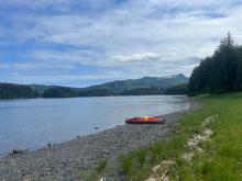 Kayaking along Alaska coast